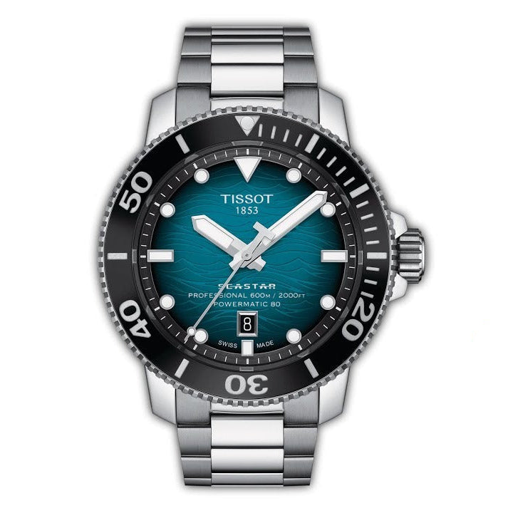 Tissot Seastar 2000 Professional Powermatic 80 Blue Dial Silver Steel Strap Watch for Men - T120.607.11.041.00