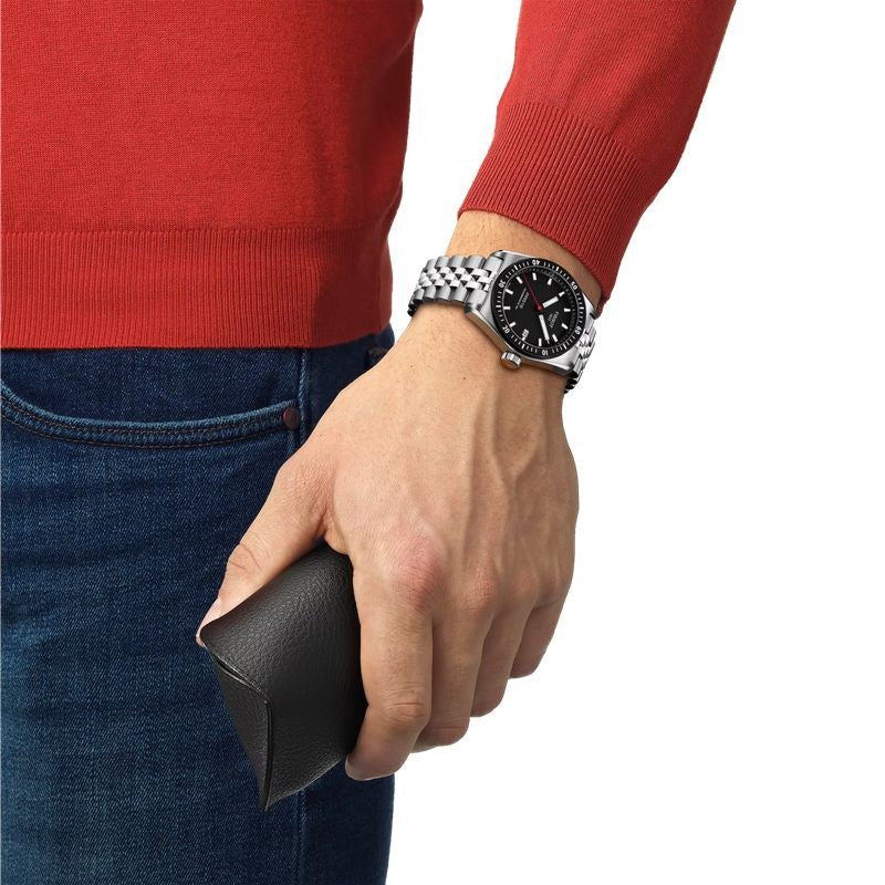 Tissot PR516 Chronograph Black Dial Silver Steel Strap Watch for Men - T149.417.11.051.00