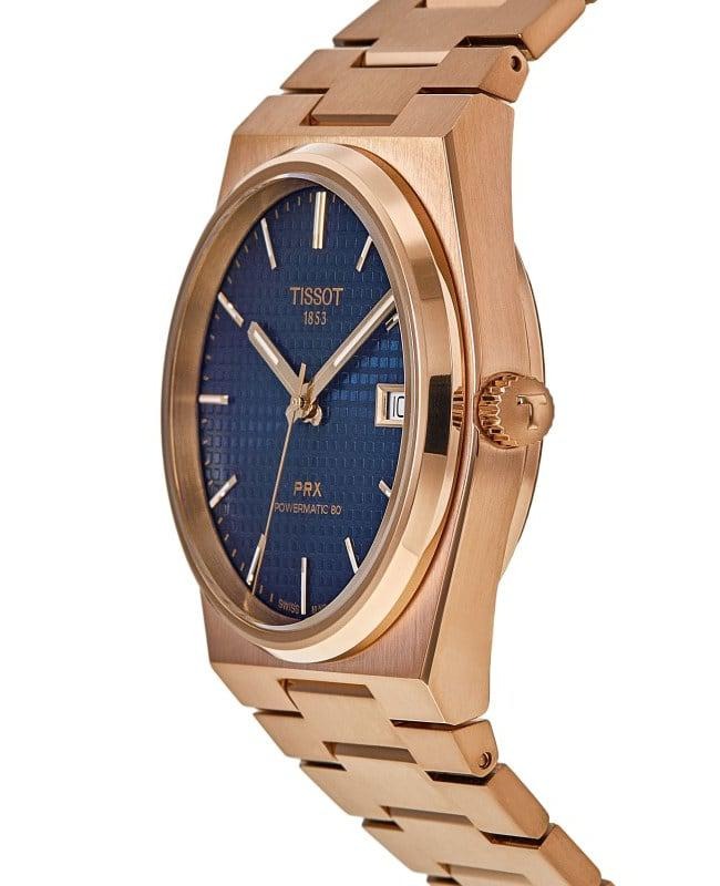 Tissot PRX Powermatic 80 Blue Dial Rose Gold Steel Strap Watch for Men - T137.407.33.041.00