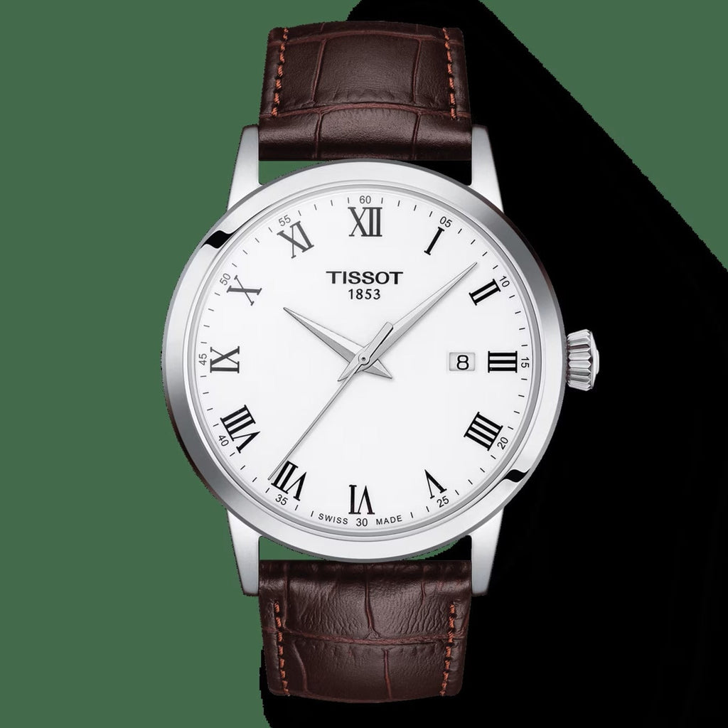 Tissot T Classic Dream Quartz White Dial Brown Leather Strap Watch for Men - T129.410.16.013.00