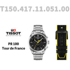 Tissot PR 100 Tour De France Chronograph Black Dial Silver Steel Strap Watch for Men - T150.417.11.051.00