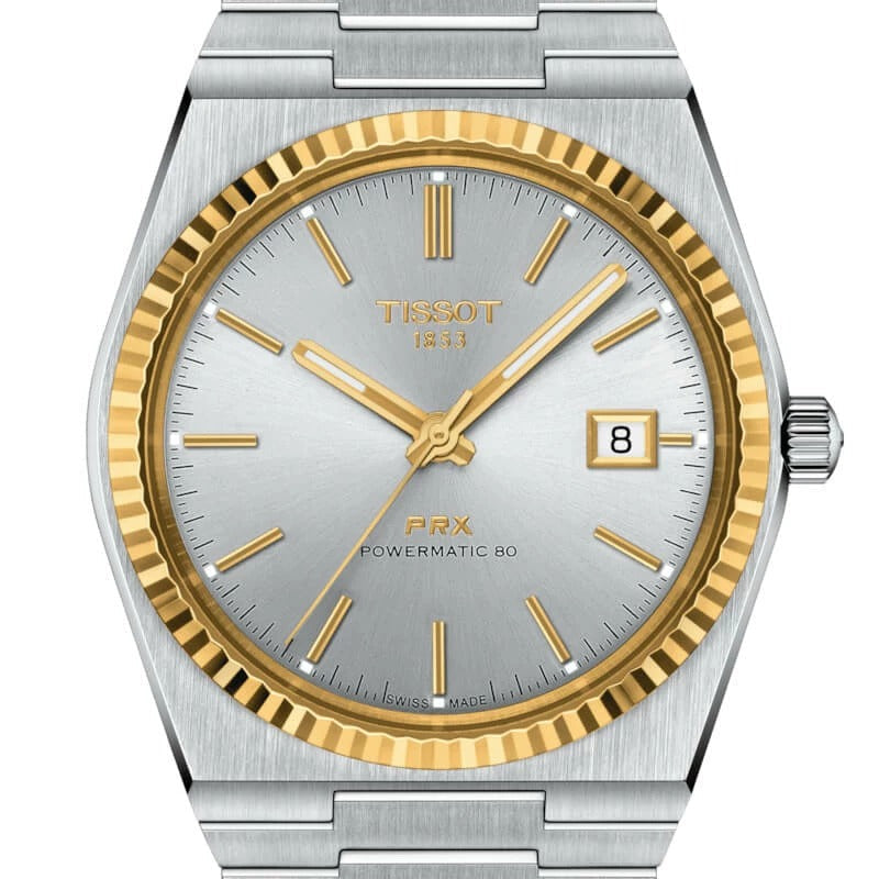 Tissot PRX Powermatic 80 Gold Automatic Silver Dial Silver Steel Strap Watch for Men - T931.407.41.031.01
