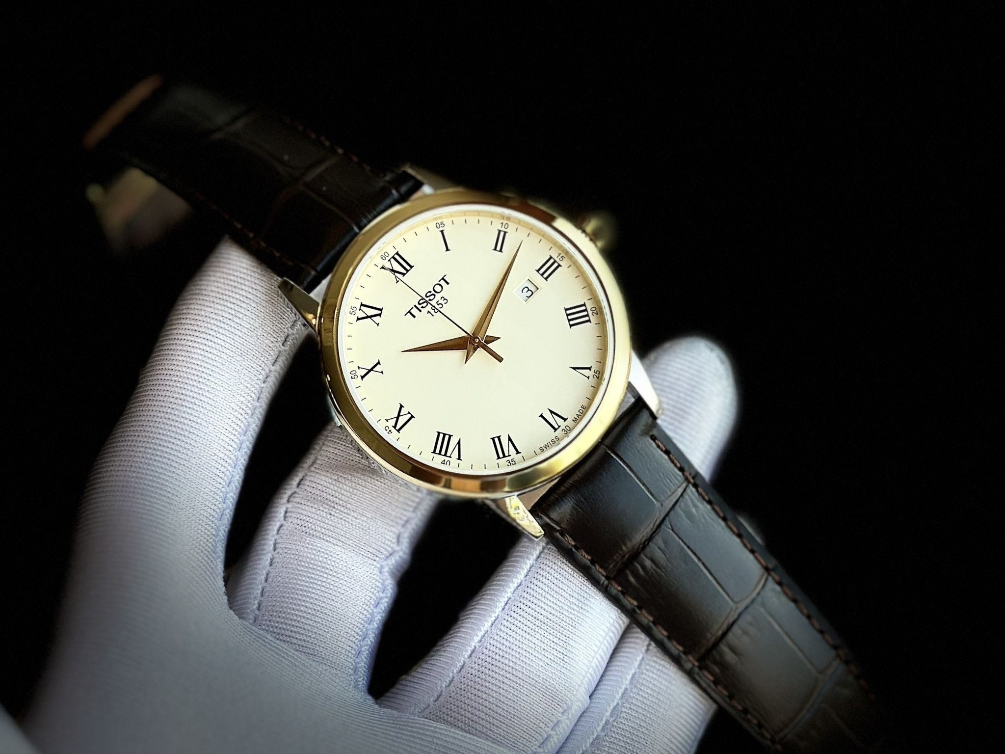 Tissot Classic Dream Ivory Dial Brown Leather Strap Watch for Men - T129.410.26.263.00