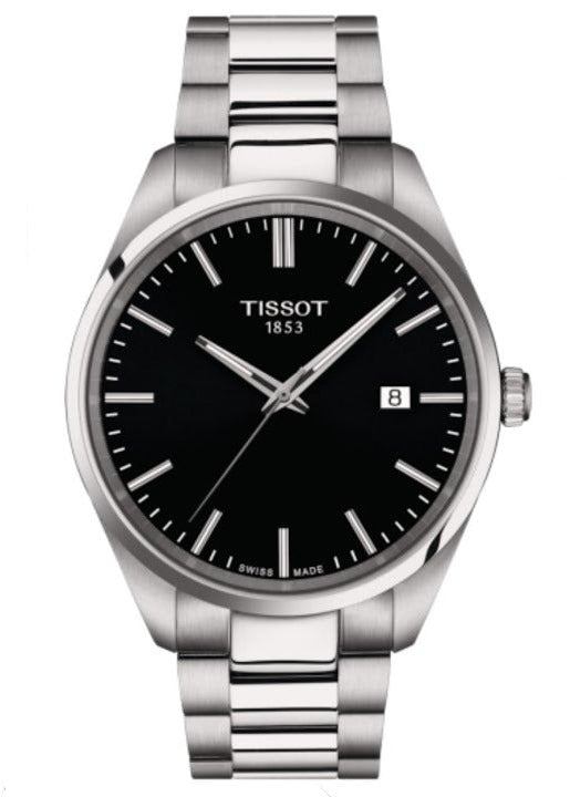 Tissot PR 100 Black Dial Silver Steel Strap Watch for Men - T150.410.11.051.00