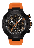 Tissot T Race Chronograph Black Dial Orange Rubber Strap Watch for Men - T141.417.37.051.02