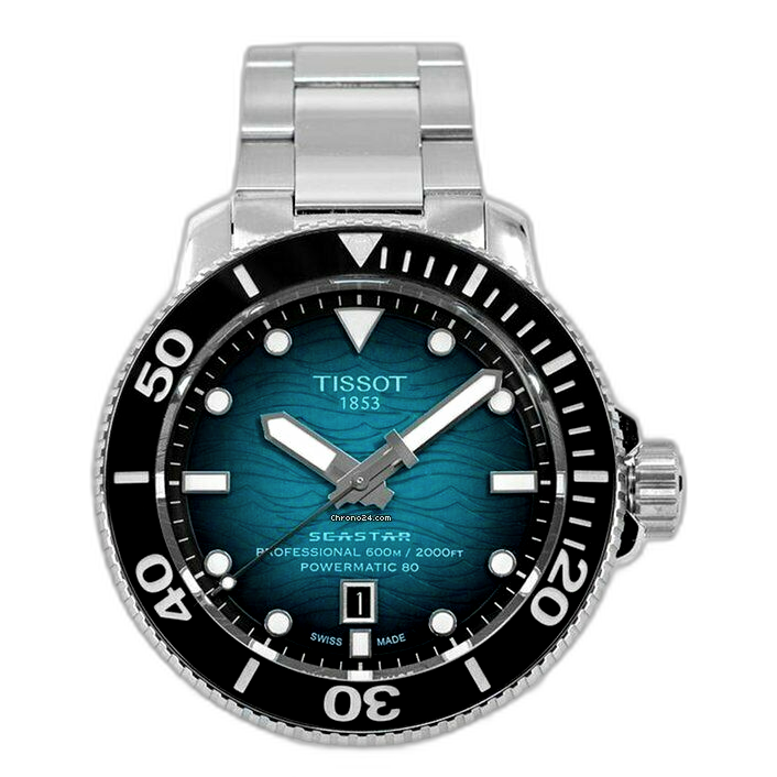 Tissot Seastar 2000 Professional Powermatic 80 Blue Dial Silver Steel Strap Watch for Men - T120.607.11.041.00