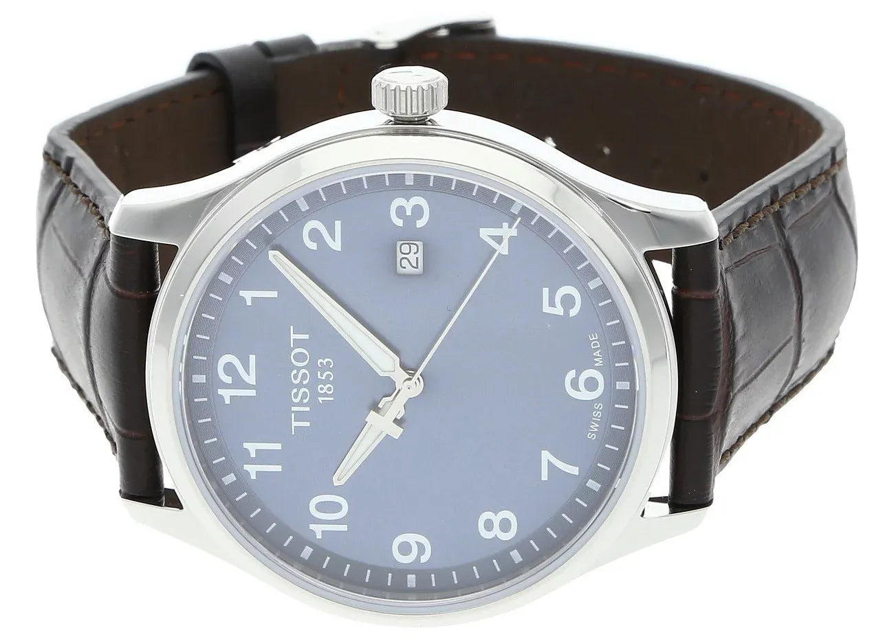 Tissot T-Sport Gent XL Blue Dial Brown Leather Strap Watch for Men - T116.410.16.047.00