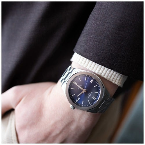 Tissot PRC 100 Solar Quartz Blue Dial Silver Steel Strap Watch for Men - T151.422.11.041.00