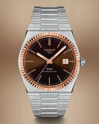 Tissot PRX Powermatic 80 18K Gold Brown Dial Silver Steel Strap Watch for Men - T931.407.41.291.00