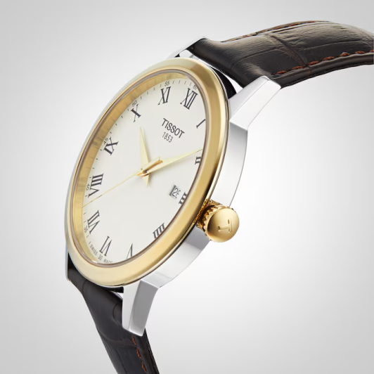 Tissot Classic Dream Ivory Dial Brown Leather Strap Watch for Men - T129.410.26.263.00