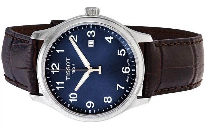 Tissot T-Sport Gent XL Blue Dial Brown Leather Strap Watch for Men - T116.410.16.047.00