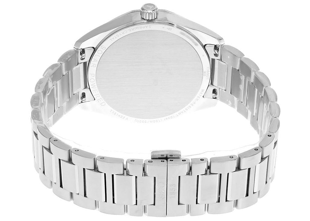 Tissot PRC 100 Solar Quartz Blue Dial Silver Steel Strap Watch for Men - T151.422.11.041.00