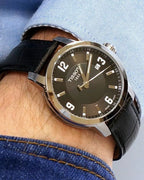 Tissot T-Sport Gent XL Black Dial Black Leather Strap Watch for Men - T116.410.16.057.00