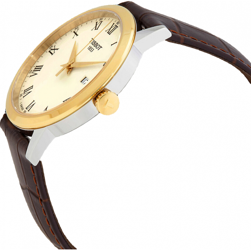 Tissot Classic Dream Ivory Dial Brown Leather Strap Watch for Men - T129.410.26.263.00