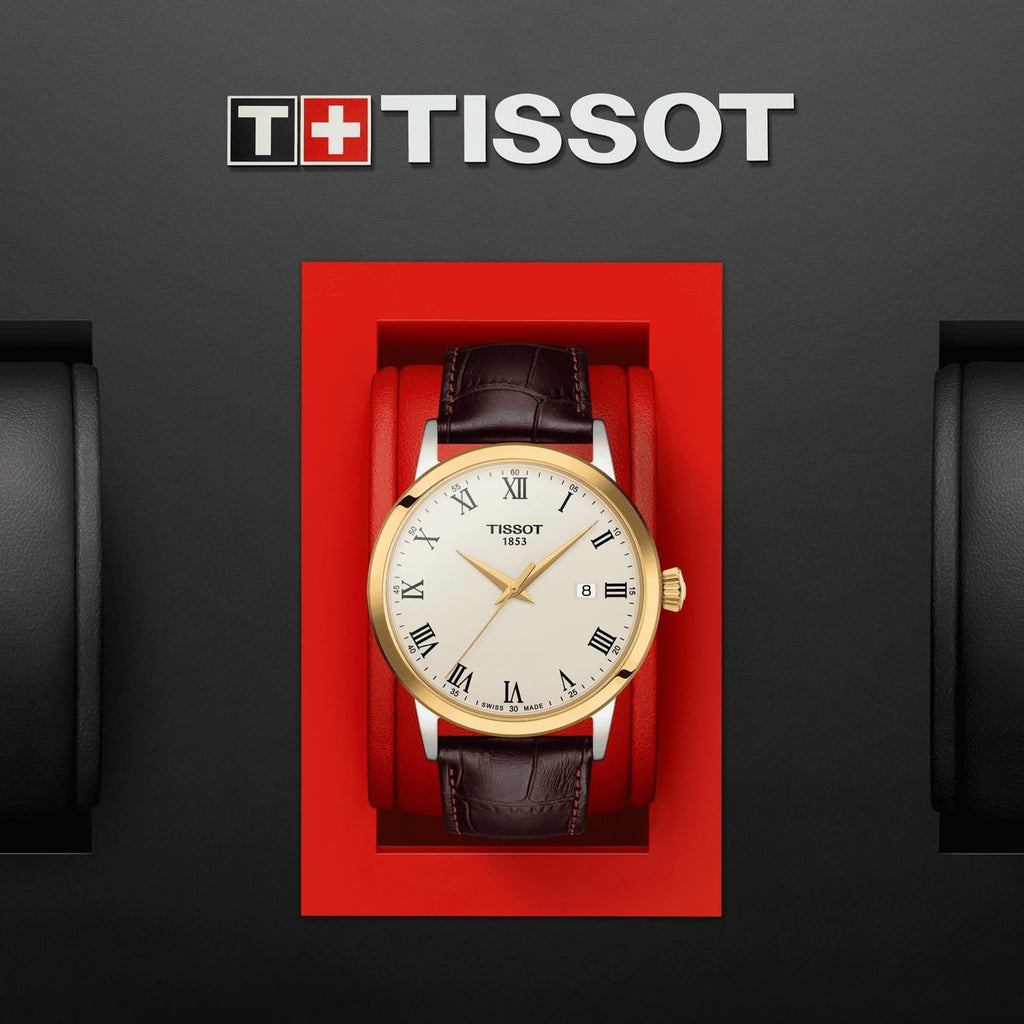 Tissot Classic Dream Ivory Dial Brown Leather Strap Watch for Men - T129.410.26.263.00