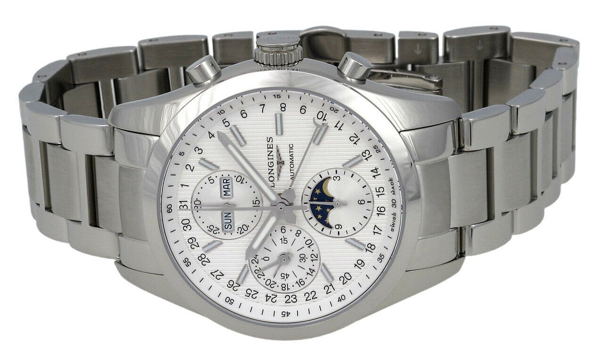 Longines Conquest Classic Automatic Chronograph Moonphase Mens Watch Calendar L2.798.4.72.6