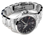 Longines Conquest V.H.P. GMT Stainless Steel Black Dial Perpetual Calendar Date Quartz Mens Watch L3.718.4.56.6