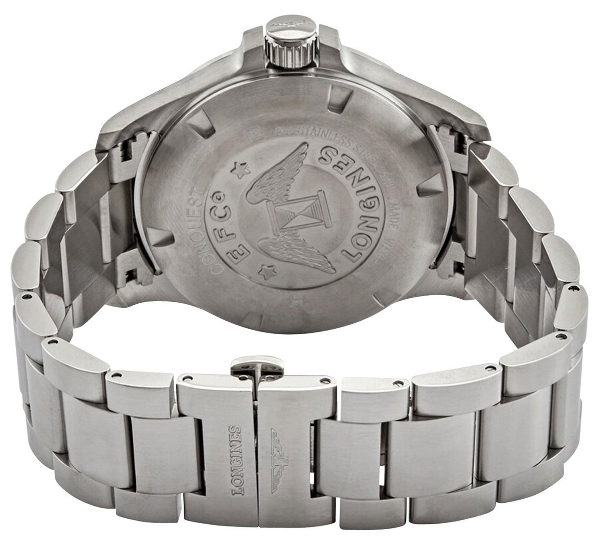 Longines Conquest V.H.P. Stainless Steel Silver Dial Perpetual Calendar Date Quartz Mens Watch L3.726.4.76.6