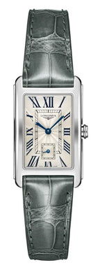 Longines DolceVita Stainless Steel Silver Dial Gray Leather Strap Quartz Womens Watch L5.512.4.71.3