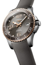Longines HydroConquest Automatic Stainless Steel & Rose Gold PVD Gray Dial Gray Rubber Strap Date Divers Mens Watch L3.780.3.78.9
