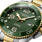Longines HydroConquest Automatic Stainless Steel & Yellow Gold PVD Green Dial Date Divers Mens Watch L3.782.3.06.7