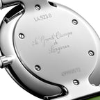Longines La Grande Classique Monochrome Stainless Steel Green Dial Green Leather Strap Diamonds Quartz Womens Watch L4.523.0.60.2
