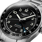 Longines Spirit Zulu Time Automatic GMT Chronometer Stainless Steel Black Dial Date Mens Watch L3.812.4.53.6