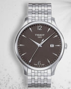 Tissot T Classic Tradition Grey Dial Silver Steel Strap Watch For Men - T063.610.11.067.00
