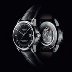 Tissot T Classic Luxury Powermatic 80 Black Dial Black Leather Strap Watch For Men - T086.408.16.051.00