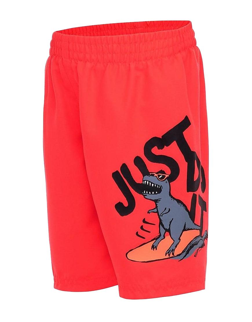 Boys' JDI Dinosaur 6in Volley Swim Shorts :Bright Crimson
