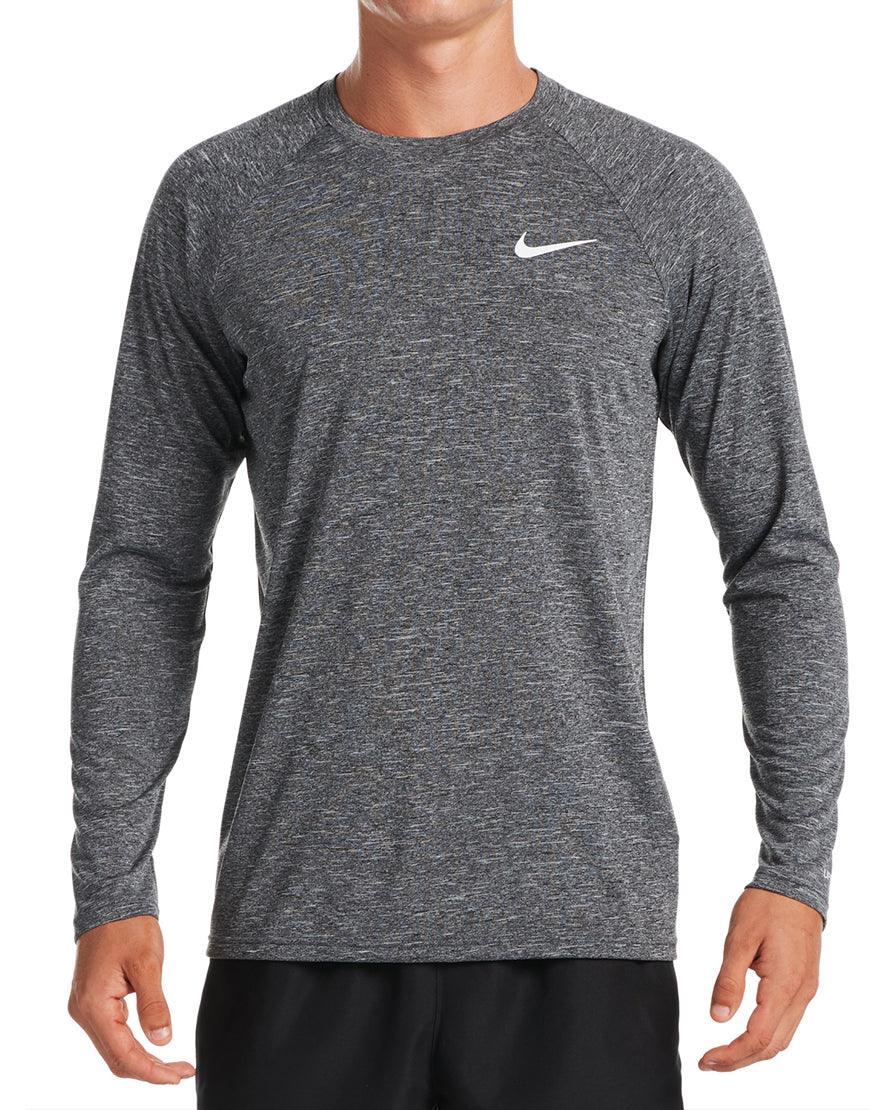 Men's Heathered Hydroguard Swim Shirt :Black