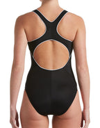 Women's Solid Powerback 1Piece Swimsuit :Jet Black
