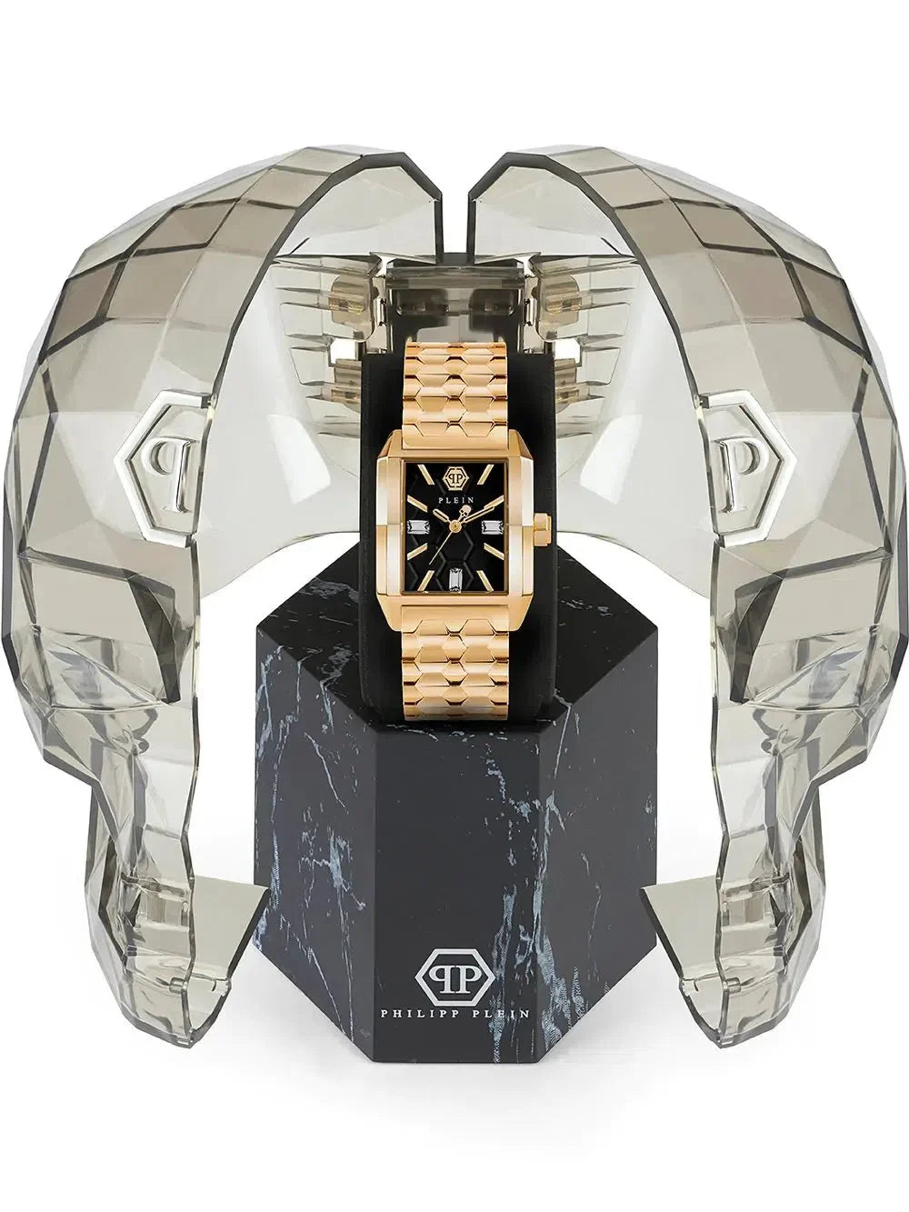 Philipp Plein Ladies Watch Offshore Square Black Gold