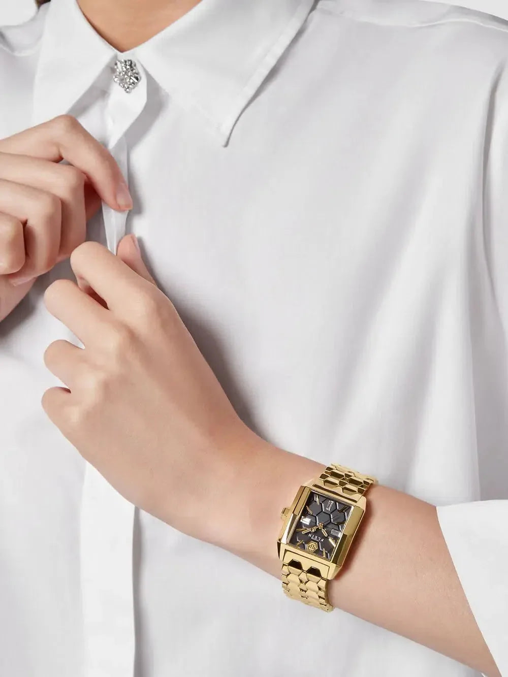 Philipp Plein Ladies Watch Offshore Square Black Gold