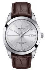 Tissot Gentleman Powermatic 80 Silicium Silver Dial Brown Leather Strap Watch For Men - T127.407.16.031.01