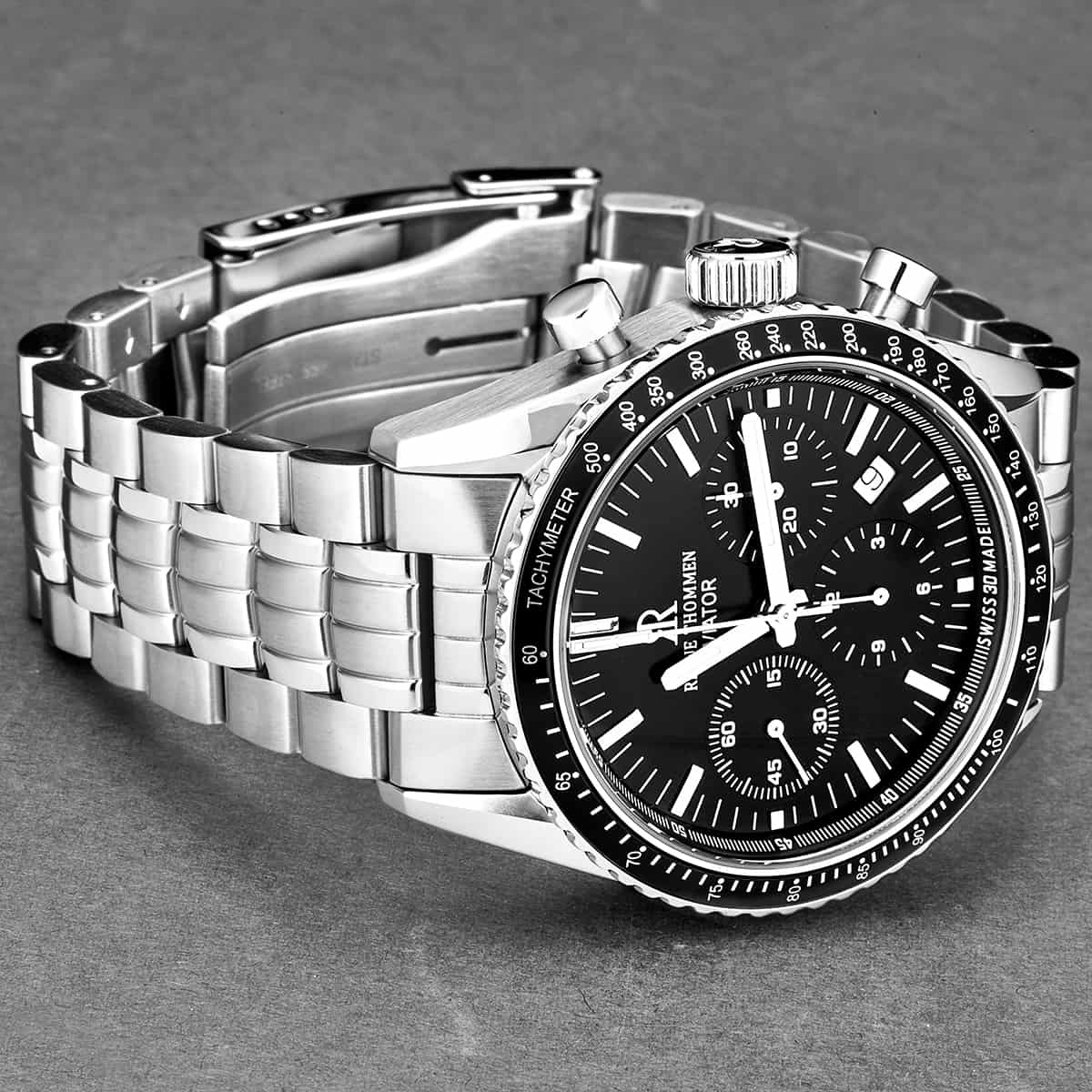 Revue Thommen Aviator Men's Black Stainless Steel Chronograph Automatic Watch