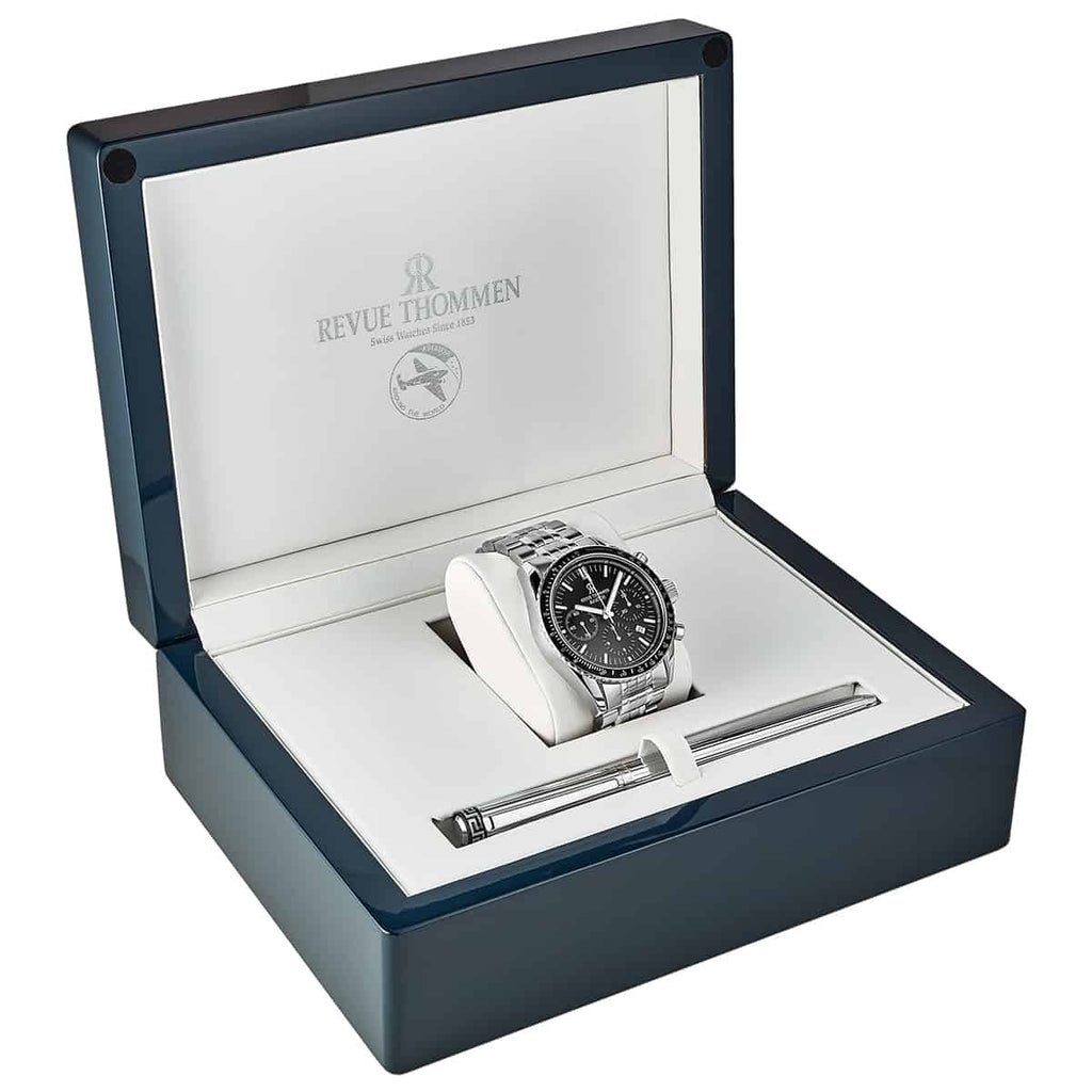 Revue Thommen Aviator Men's Black Stainless Steel Chronograph Automatic Watch