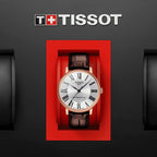 Tissot Carson Premium Powermatic 80 Silver Dial Brown Leather Strap Watch For Men - T122.407.36.033.00