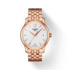 Tissot T Classic Tradition Lady White Dial Rose Gold Steel Strap Watch for Women - T063.210.33.037.00