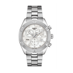 Tissot PR 100 Sport Chic Chronograph Diamonds Mother of Pearl Dial Silver Steel Strap Watch for Women - T101.917.11.116.00