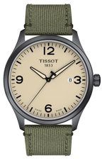 Tissot T Sport Chrono XL Beige Dial Khakhi Green Nylon Strap Watch for Men - T116.617.33.267.00