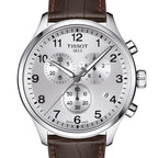 Tissot Chrono XL Silver Dial Brown Leather Strap Watch For Men - T116.617.16.037.00
