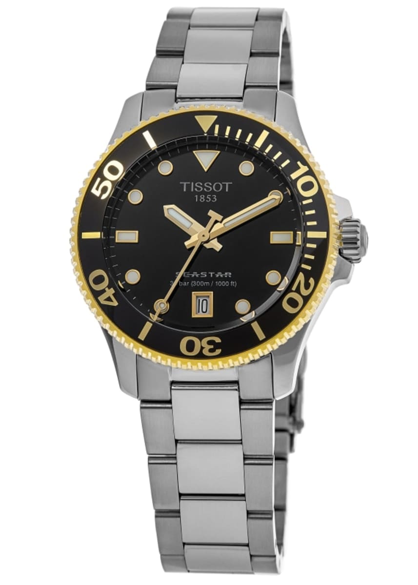 Tissot Seastar 1000 Black Dial Silver Steel Strap Watch For Men - T120.210.21.051.00