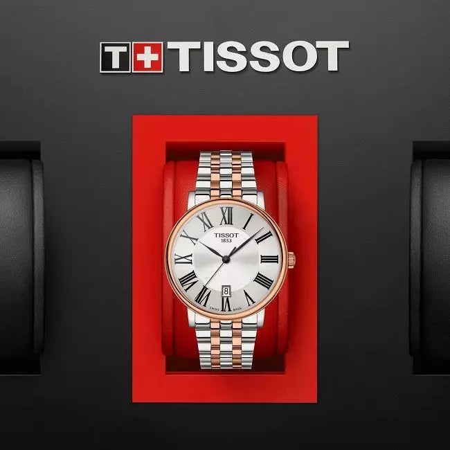 Tissot T Classic Carson Premium Silver Dial Two Tone Steel Strap Watch For Men - T122.410.22.033.00