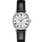 Tissot Carson Premium Automatic Lady Silver Dial Black Leather Strap Watch for Women - T122.207.16.033.00