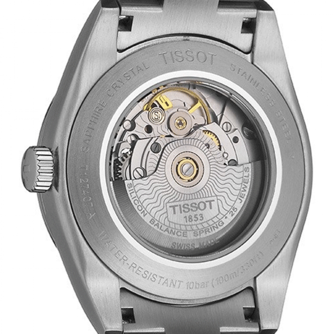 Tissot Gentleman Powermatic 80 Silicium Green Dial Silver Steel Strap Watch For Men - T127.407.11.091.01