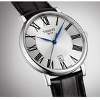 Tissot Carson Premium Silver Dial Black Leather Strap Watch For Men - T122.410.16.033.00
