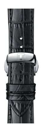 Tissot T Classic Chemin Des Tourelles Chronograph Black Dial Black Leather Strap Watch For Men - T099.427.16.058.00