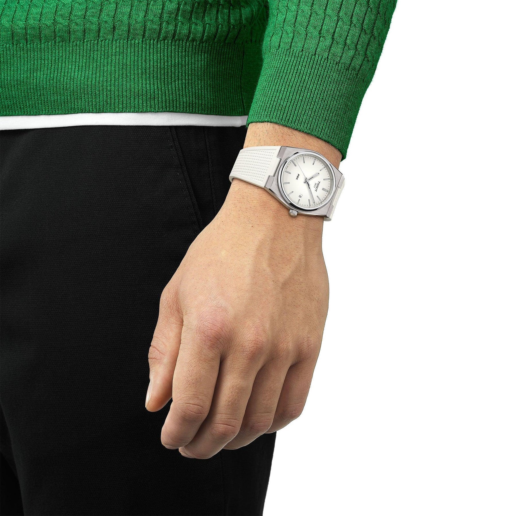 Tissot PRX 40 White Dial White Rubber Strap Watch For Men -  T137.410.17.011.00