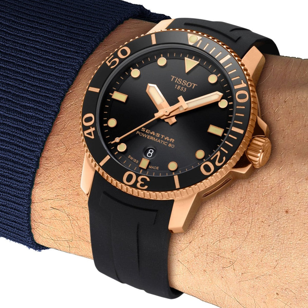 Tissot Seastar 1000 Powermatic 80 Black Dial Black Rubber Strap Watch for Men - T120.407.37.051.01